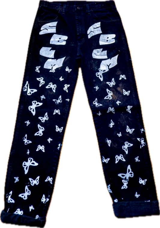 "White Butterfly" Black Denim (33x34)